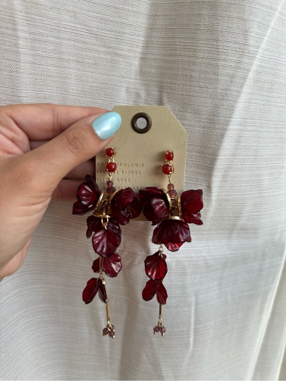 Anthropologie Blossom Drop Earrings - Women Jewelry Burgundy
